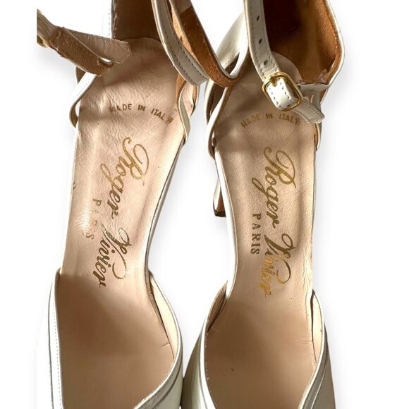 Vintage Roger Vivier White Leather Ankle Strap Heels – Made in Italy, 1960s–70s - Picture 10 of 16